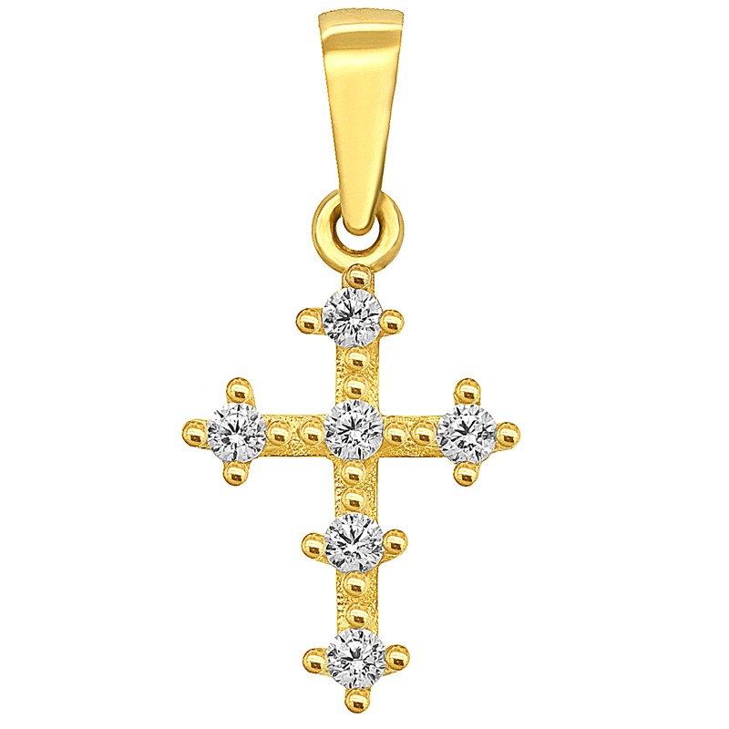 Złoty Krzyżyk Zdobiony Cyrkoniami 6szt S złoto 585
