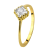 Złoty pierścionek zaręczynowy z białą cyrkonią 585