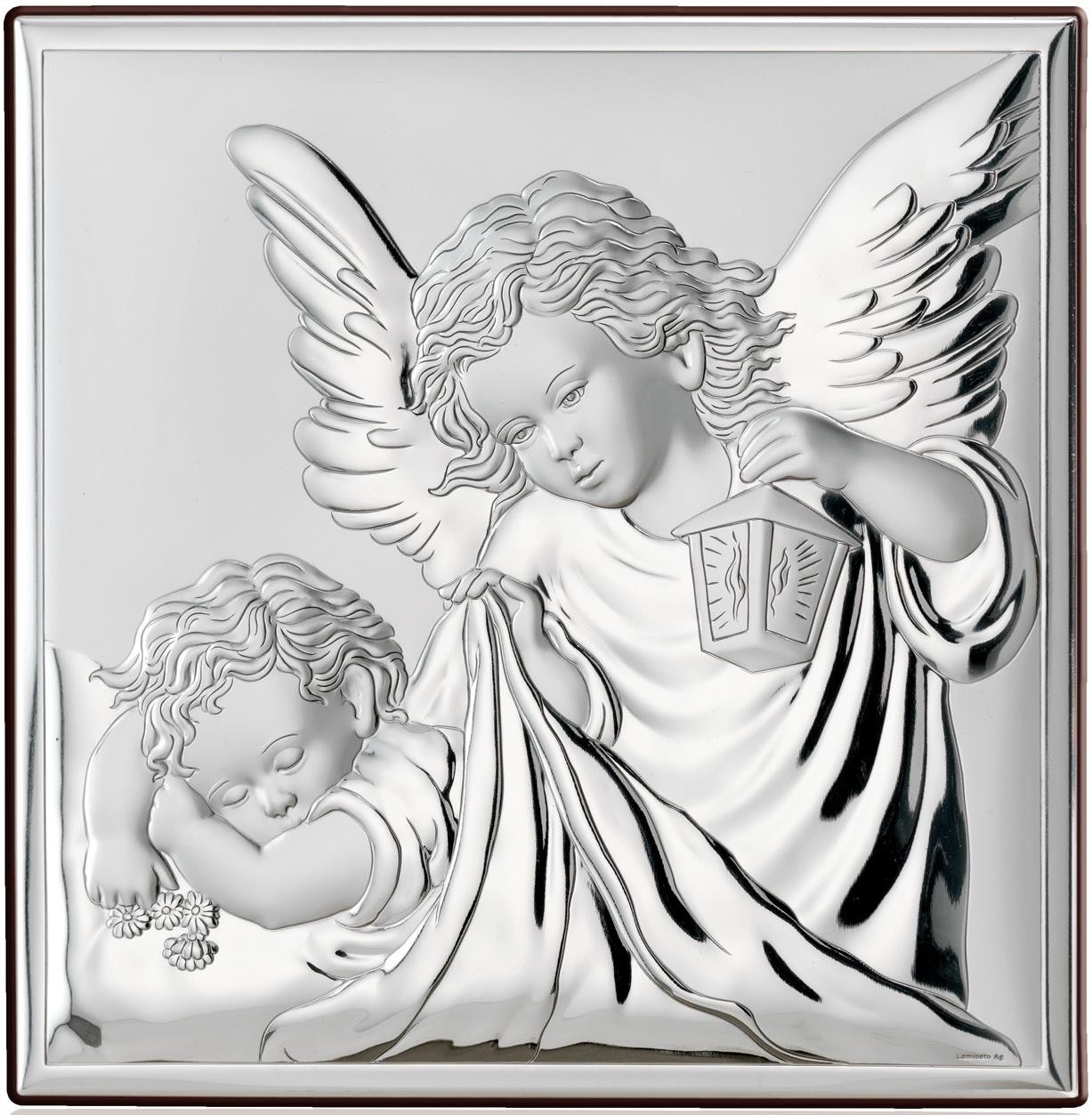 Obrazek srebrny Aniołek Chrzest Święty 8x8cm