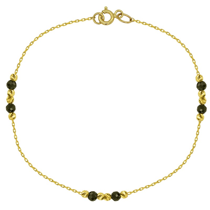 Złota bransoletka z czarnymi Onyksami pr. 585