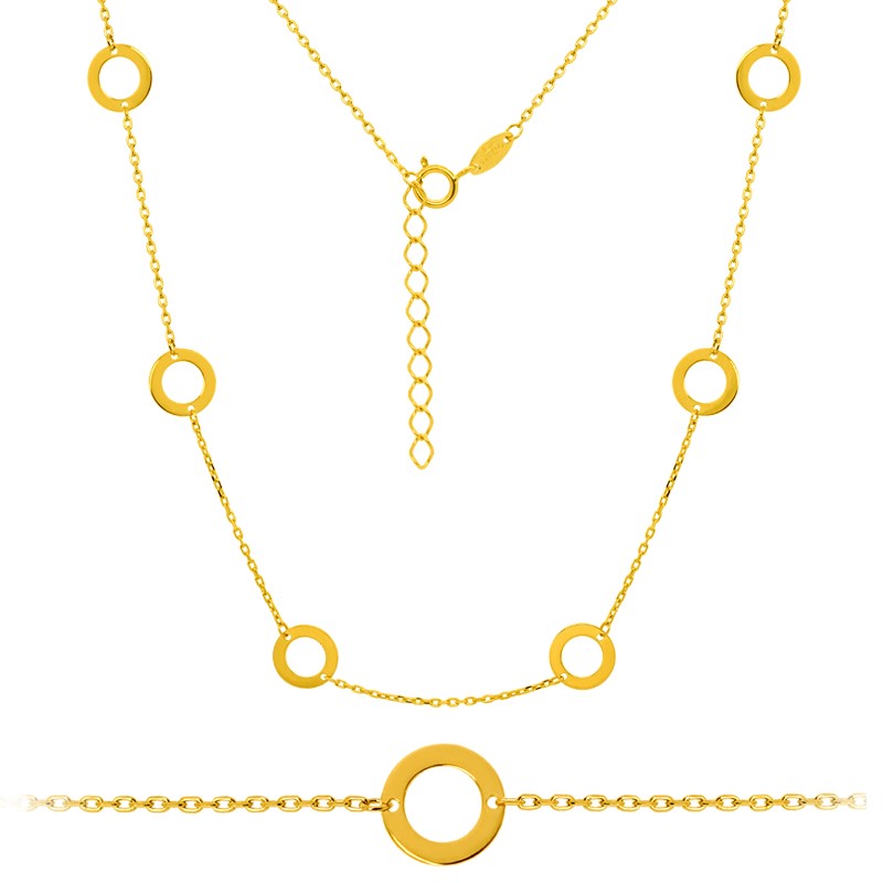 Złoty łańcuszek Celebrytka 10 kółeczek regulacja długości pr. 585