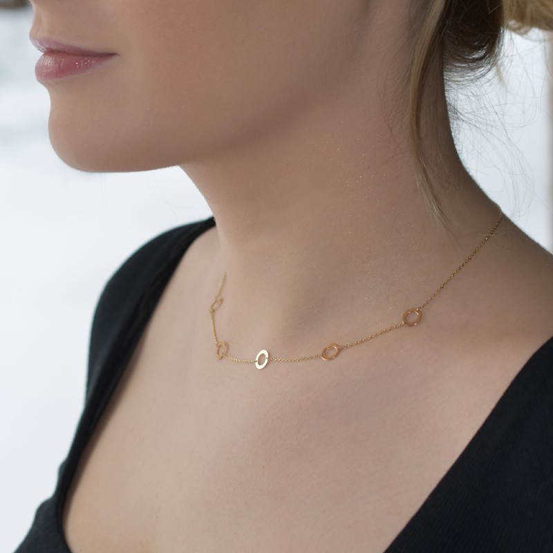 Złoty łańcuszek Celebrytka 10 kółeczek regulacja długości pr. 585