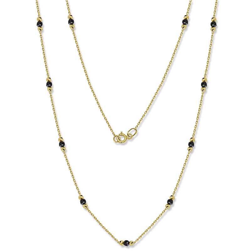 Złoty łańcuszek Celebrytka 11 elementów z Onyksami pr. 585