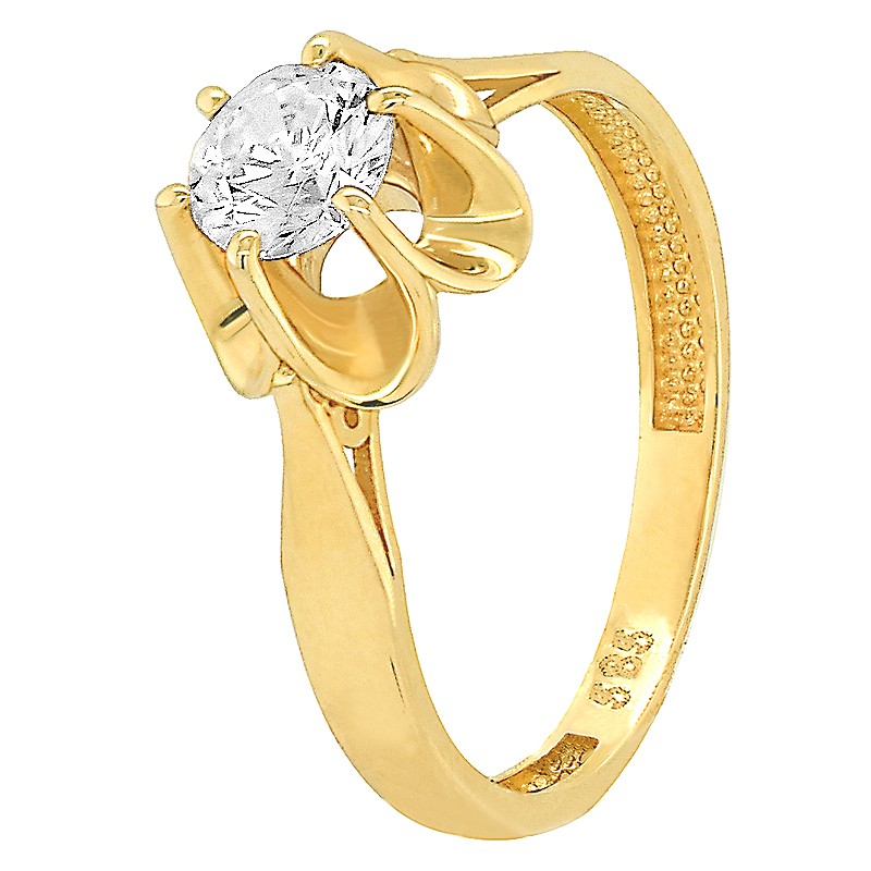 Złoty Pierścionek Zaręczynowy z Cyrkonią Transparentną złoto próba 585