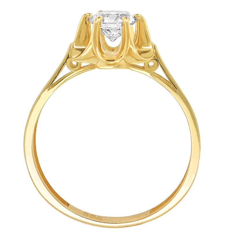 Złoty Pierścionek Zaręczynowy z Cyrkonią Transparentną złoto próba 585