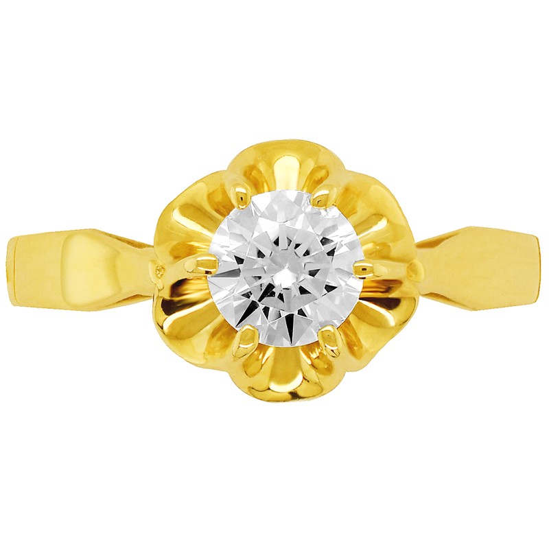 Złoty Pierścionek Zaręczynowy z Cyrkonią Transparentną złoto próba 585