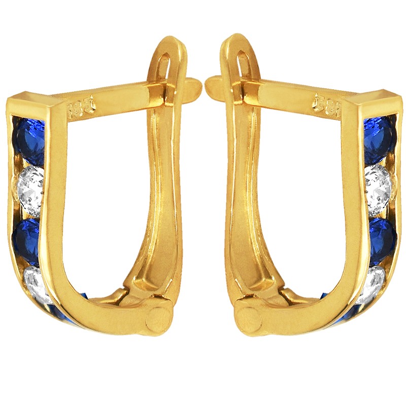 Złote kolczyki dróżka Blue z cyrkoniami pr. 585