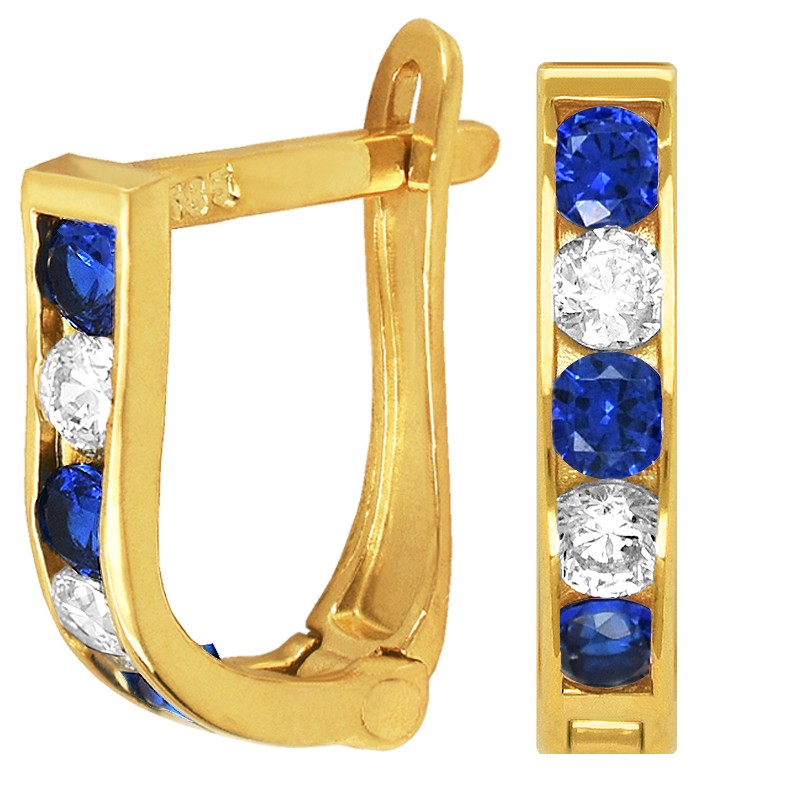 Złote kolczyki dróżka Blue z cyrkoniami pr. 585