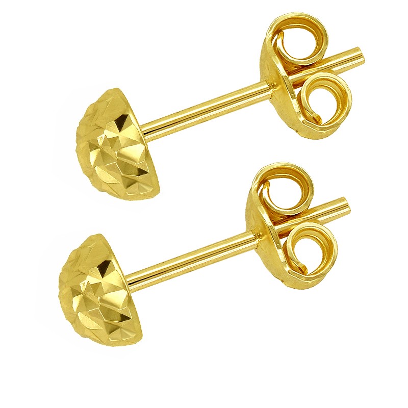 Złote Kolczyki Półkule Grawerowane sztyft MS złoto 585