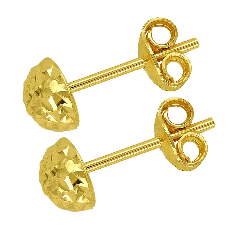 Złote Kolczyki Półkule Grawerowane sztyft M złoto 585