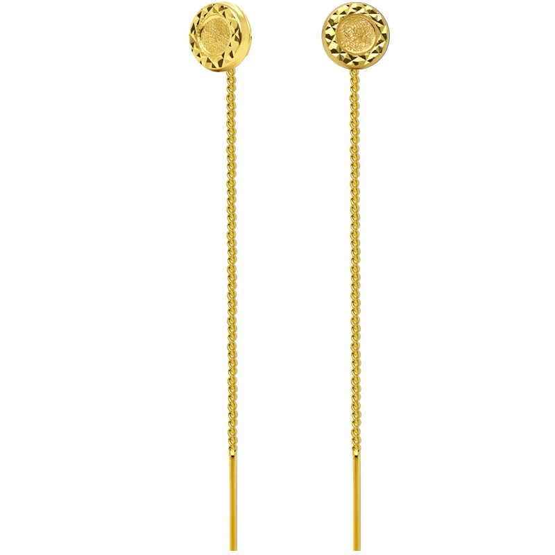 Złote kolczyki Koła Diamentowane Przeciągane pr.585