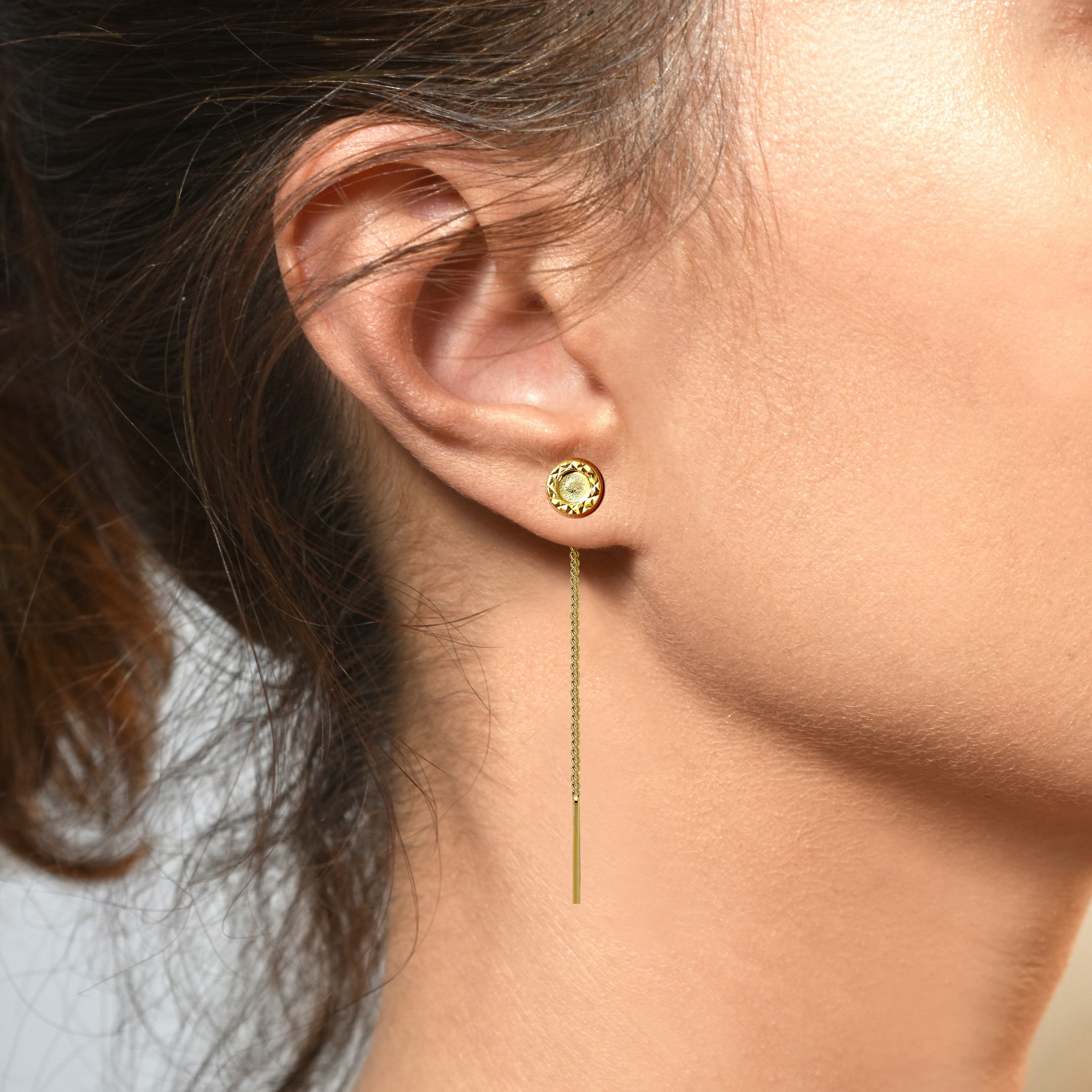 Złote kolczyki Koła Diamentowane Przeciągane pr.585