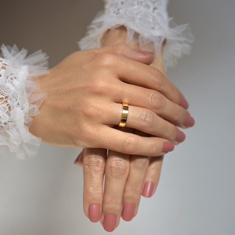 ZŁOTE OBRĄCZKI 5mm Płaskie Klasyczne Soczewka 22/3,8g pr. 585, 1szt.