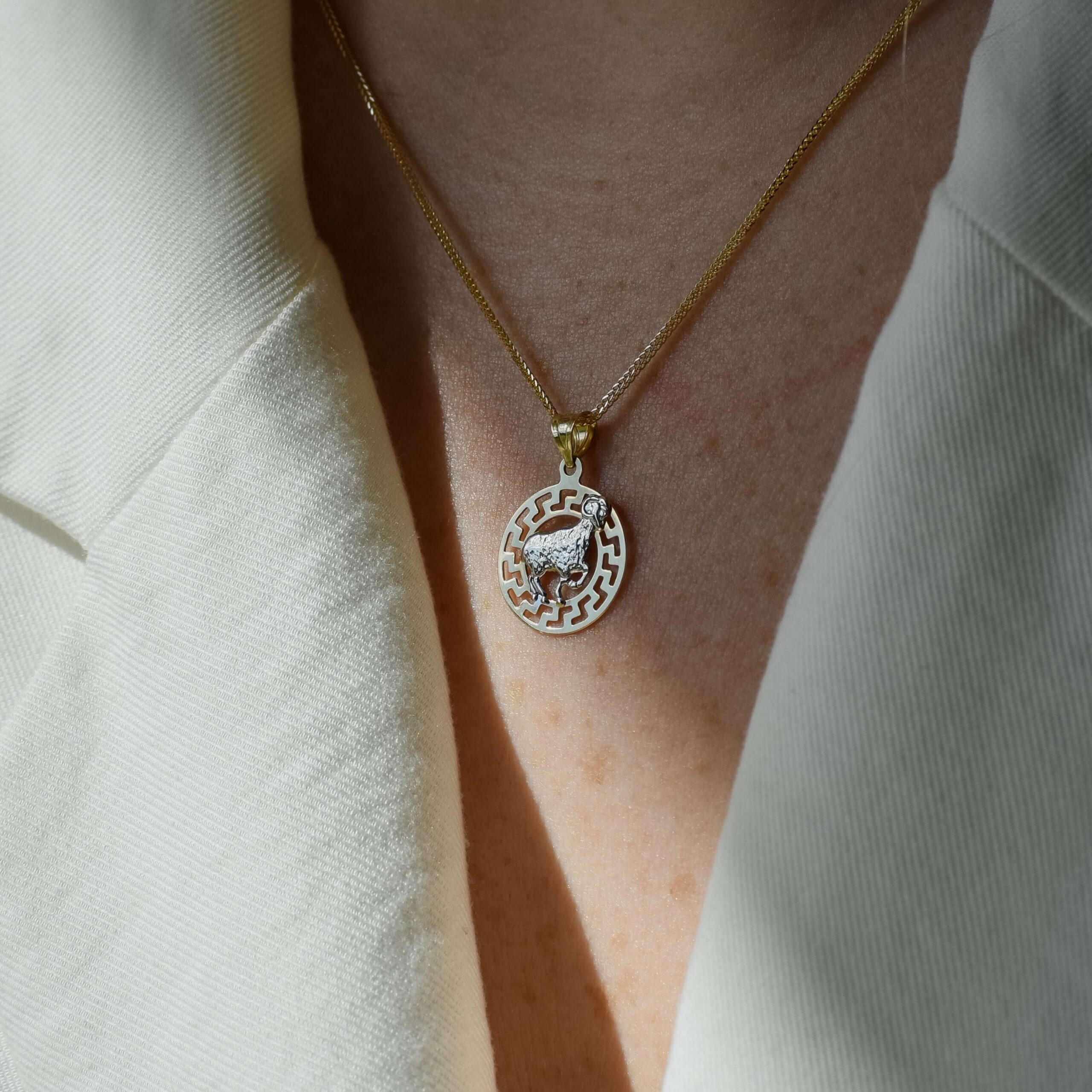 Baran znak zodiaku przywieszka pamiątka Czerwone i białe złoto pr.585