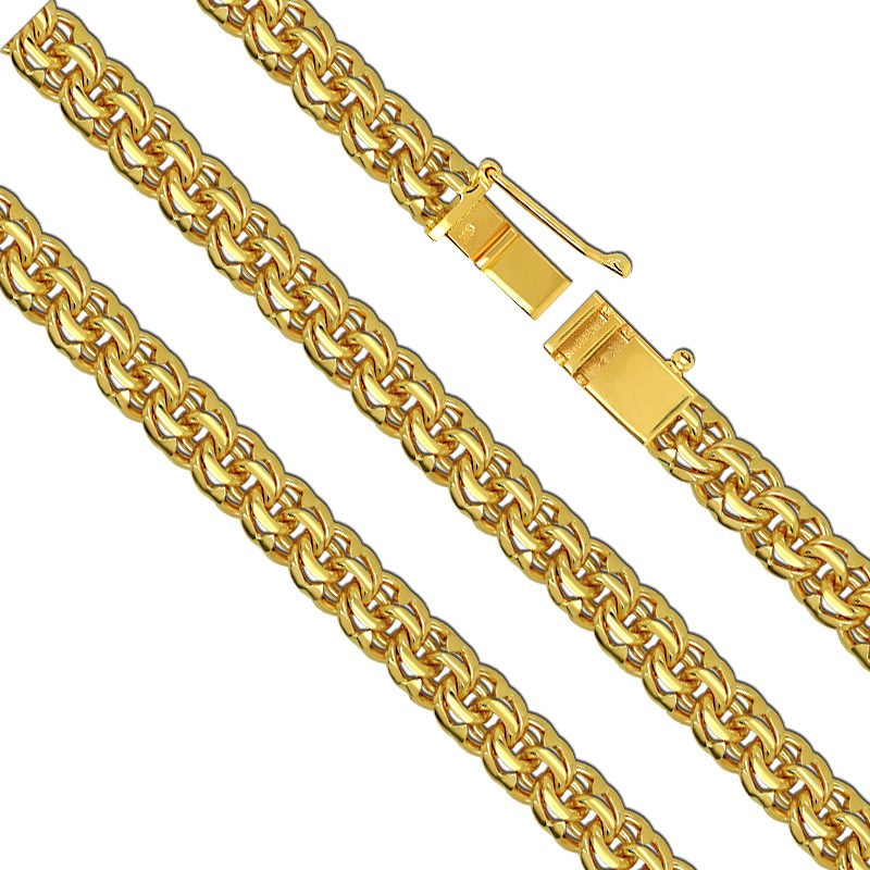 Złoty Naszyjnik splot Bismark-Soczewka Garibaldi 65/62cm pr. 585