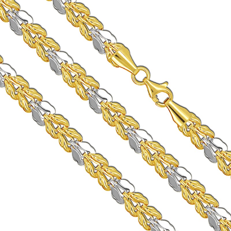 Listki Złoty Łańcuszek Naszyjnik z białym złotem 50/9,5 złoto 585