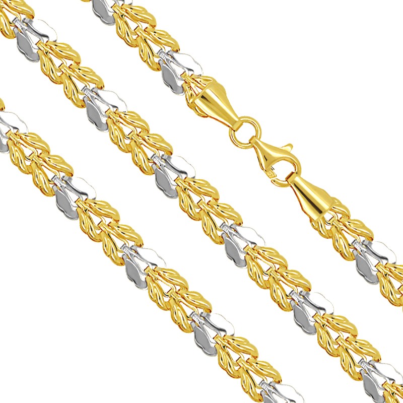 Listki Złoty Łańcuszek Naszyjnik z białym złotem 50/9,5 złoto 585