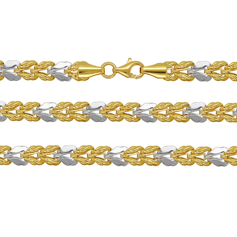 Listki Złoty Łańcuszek Naszyjnik z białym złotem 50/9,5 złoto 585