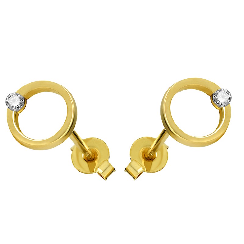 Złote kolczyki Koła sztyft z Cyrkoniami pr.585