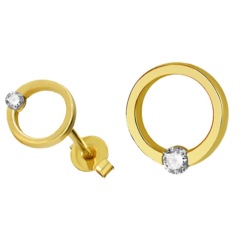Złote kolczyki Koła sztyft z Cyrkoniami pr.585