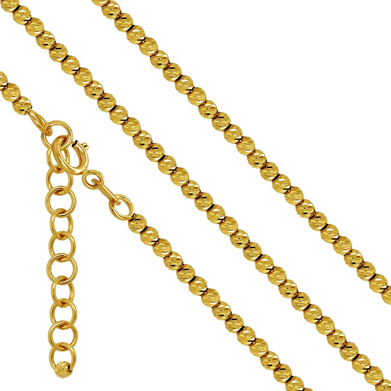 Złoty Łańcuszek splot Kuleczki Gęsto tkane