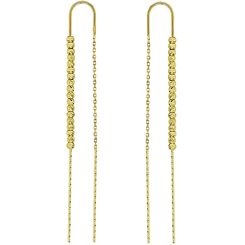 złote Kolczyki Celebrytki przewlekane o pięknym splocie typu Ankier