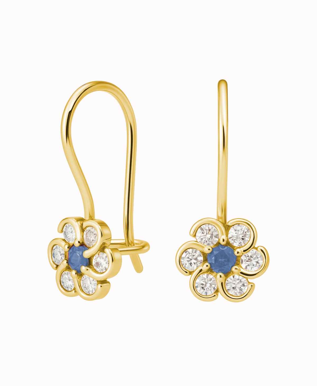 Akwamaryn Princes kolczyki dla dziewczynki Kwiatuszki na biglu pr. 585 1,41g