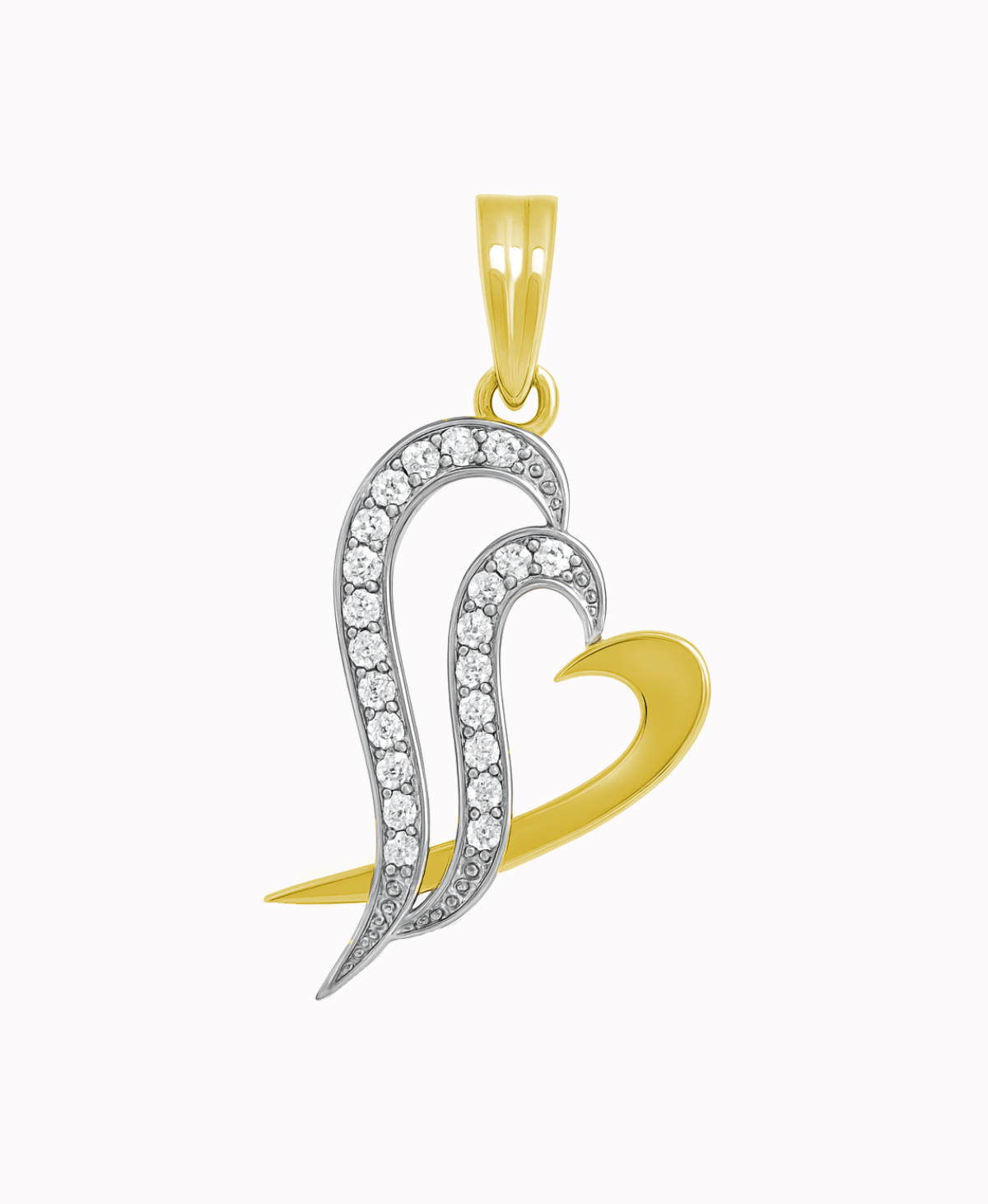 Złote Dwa Serca z cyrkoniami złoto pr. 585