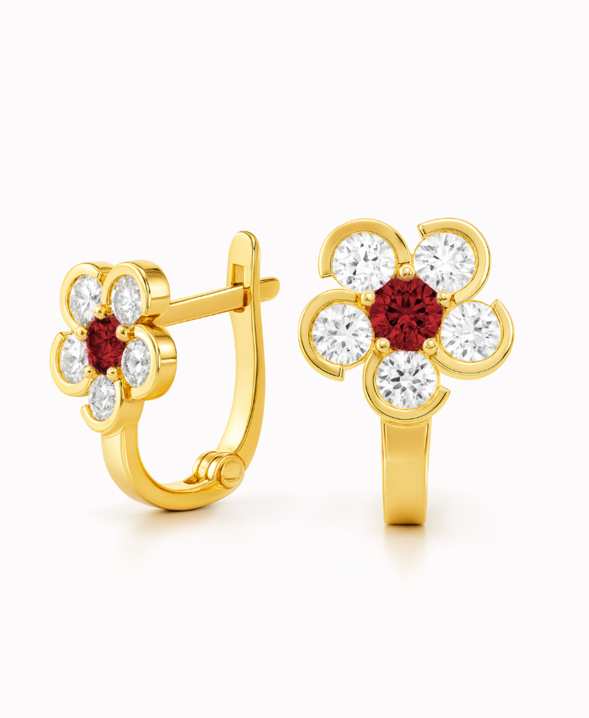 Złote kolczyki Rose Kwiatuszki z cyrkonią pr. 585 1,56g