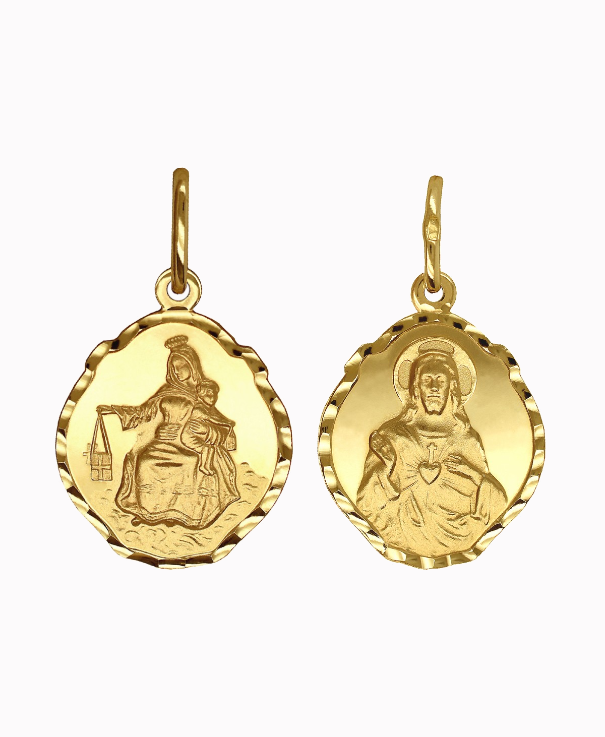 Złoty Szkaplerz, dwustronny medalik Matka Boża z góry Karmel