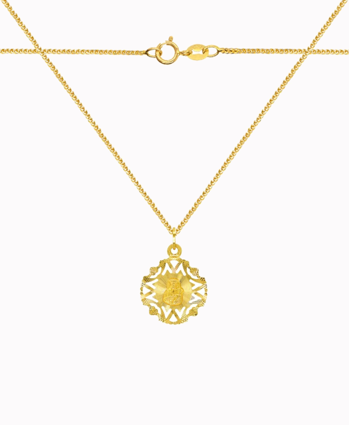 Zestaw złoty łańcuszek Spiga i medalik MB Częstochowska ażur pr 585