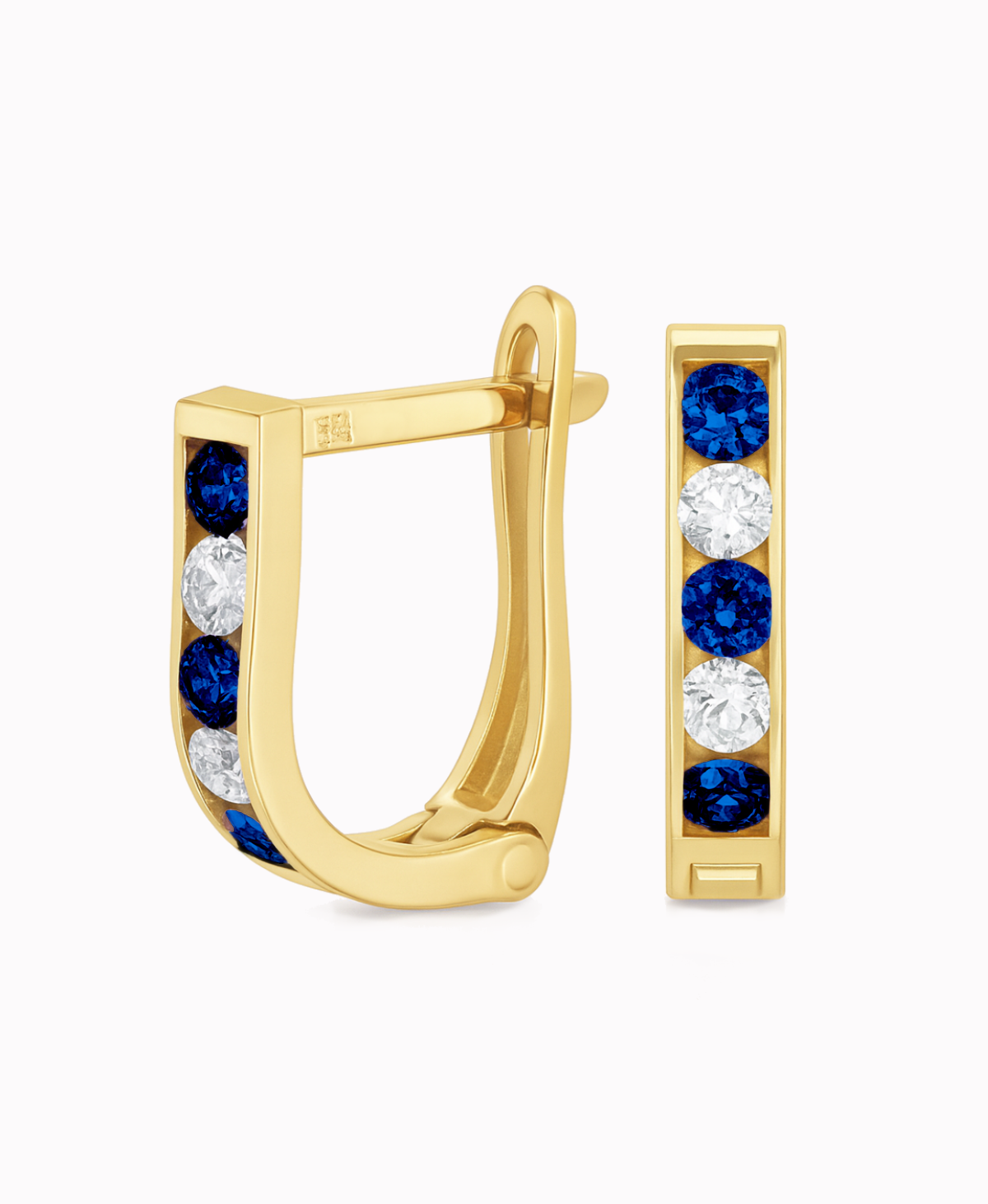 Złote kolczyki dróżka Blue z cyrkoniami  pr. 585 1,15g