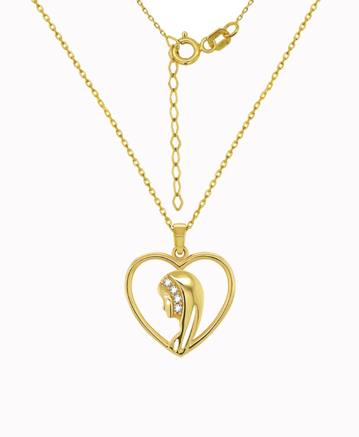 Pamiątka Chrztu Komunii złoty łańcuszek i Matka Boża medalik serduszko 2,17 pr 585