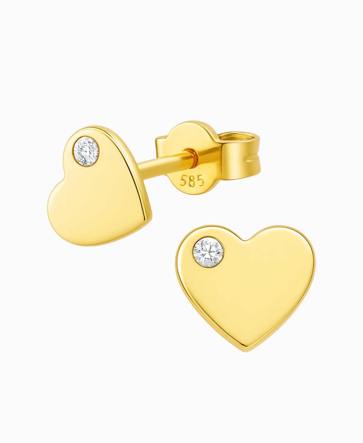 Złote kolczyki Serduszka z Cyrkonią sztyft pamiątka pr.585 0,8g
