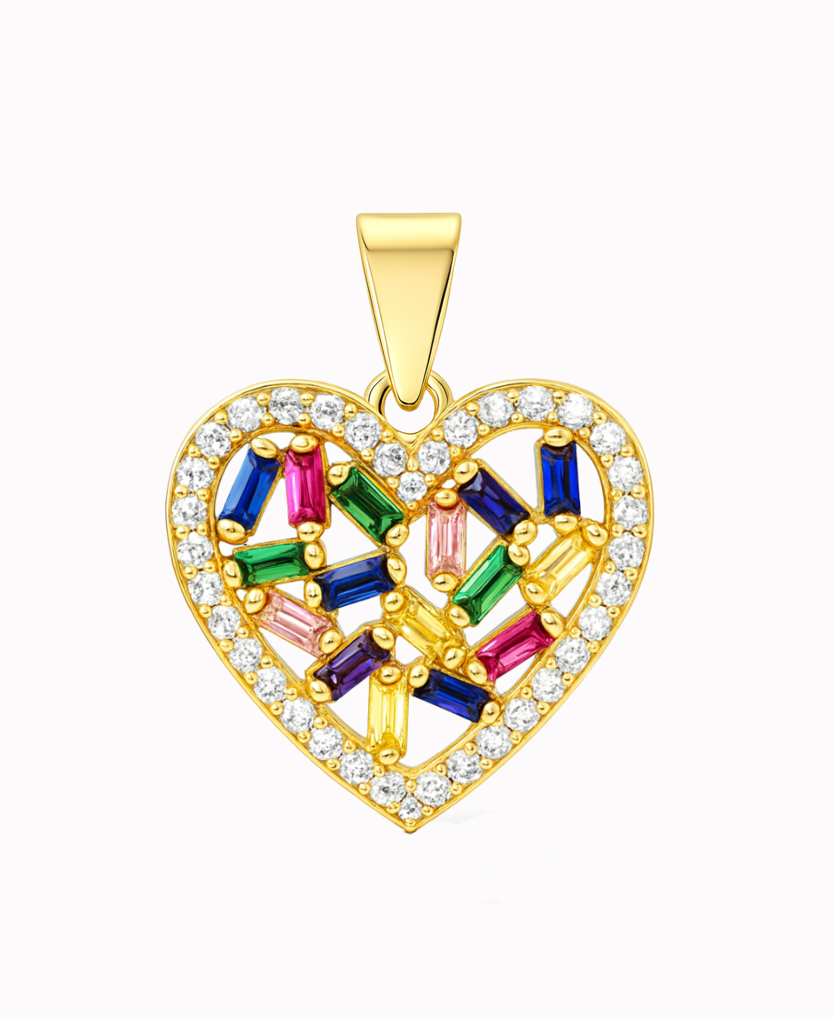 Złote Serce z Multicolor Cyrkoniami Pełne Pamiątka złoto 585