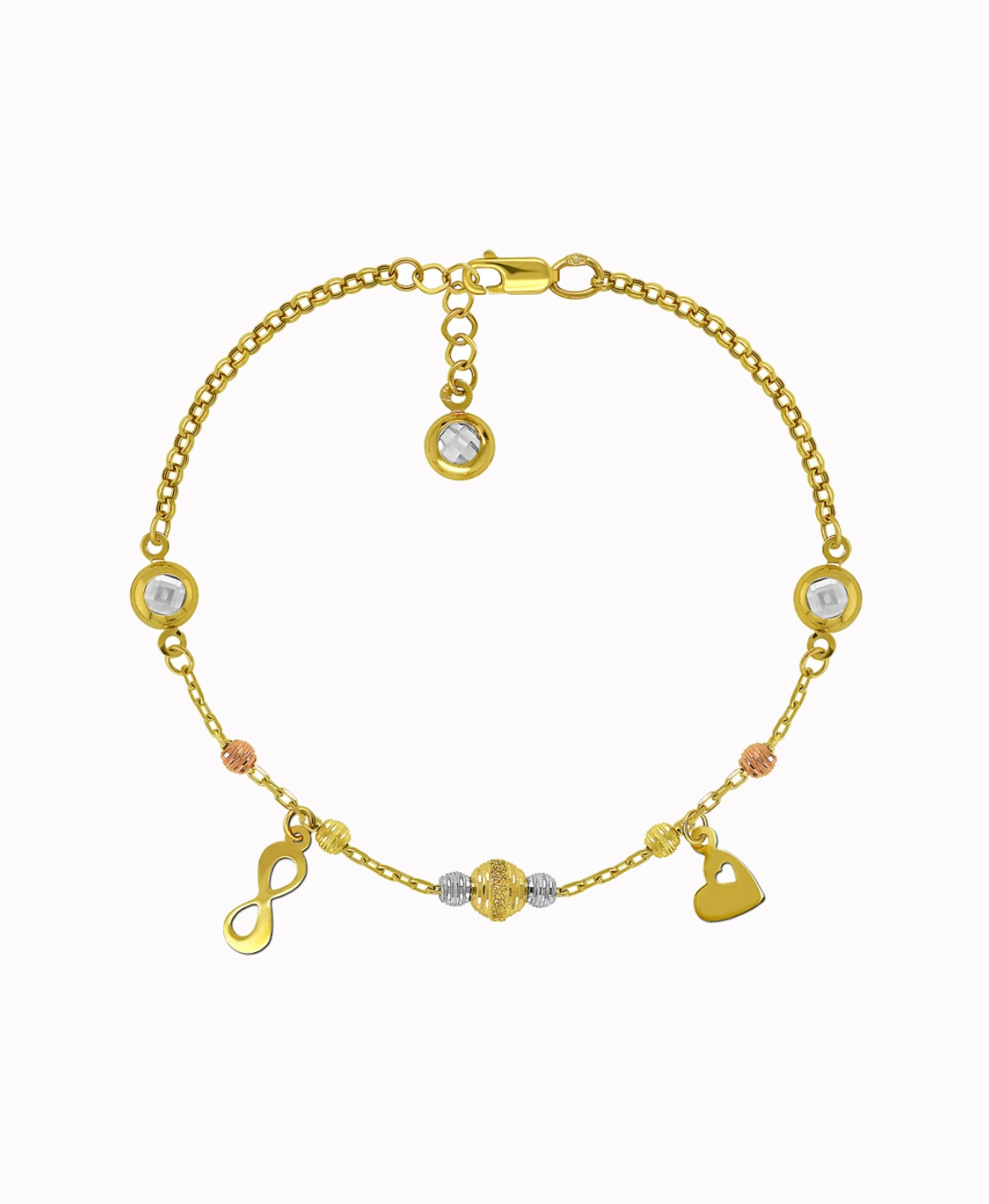 Złota bransoletka z drobnymi elementami Infinity pr. 585