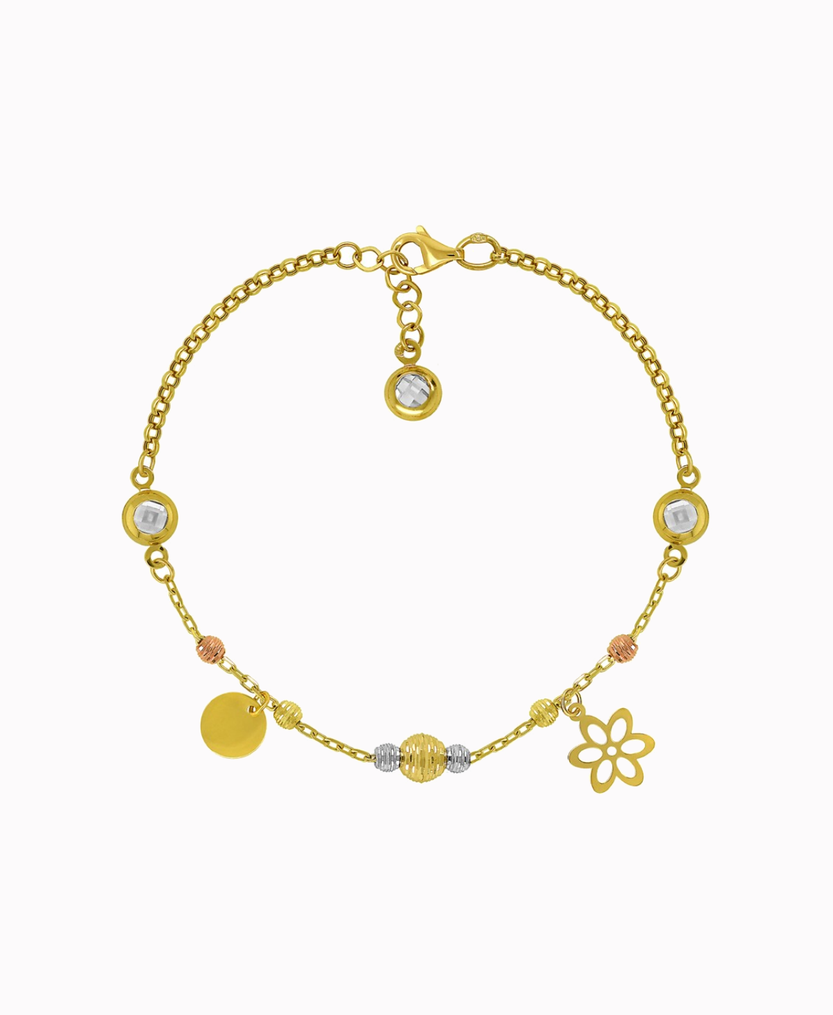 Złota bransoletka z drobnymi elementami Flora pr. 585