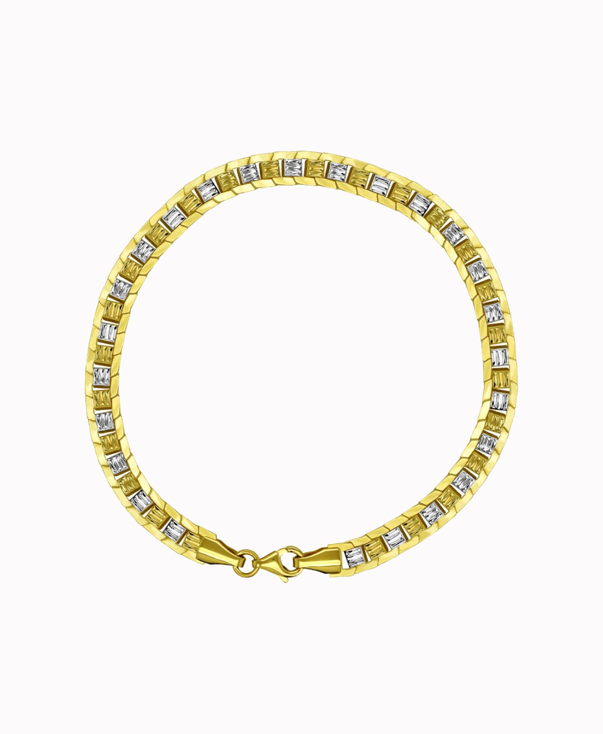 Złota bransoletka z Białym złotem splot Blaszkowy pr. 585