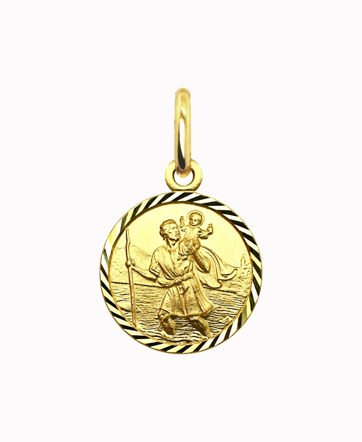 Złoty medalik Św. Krzysztofa 0,94g Pamiątka diament pr585