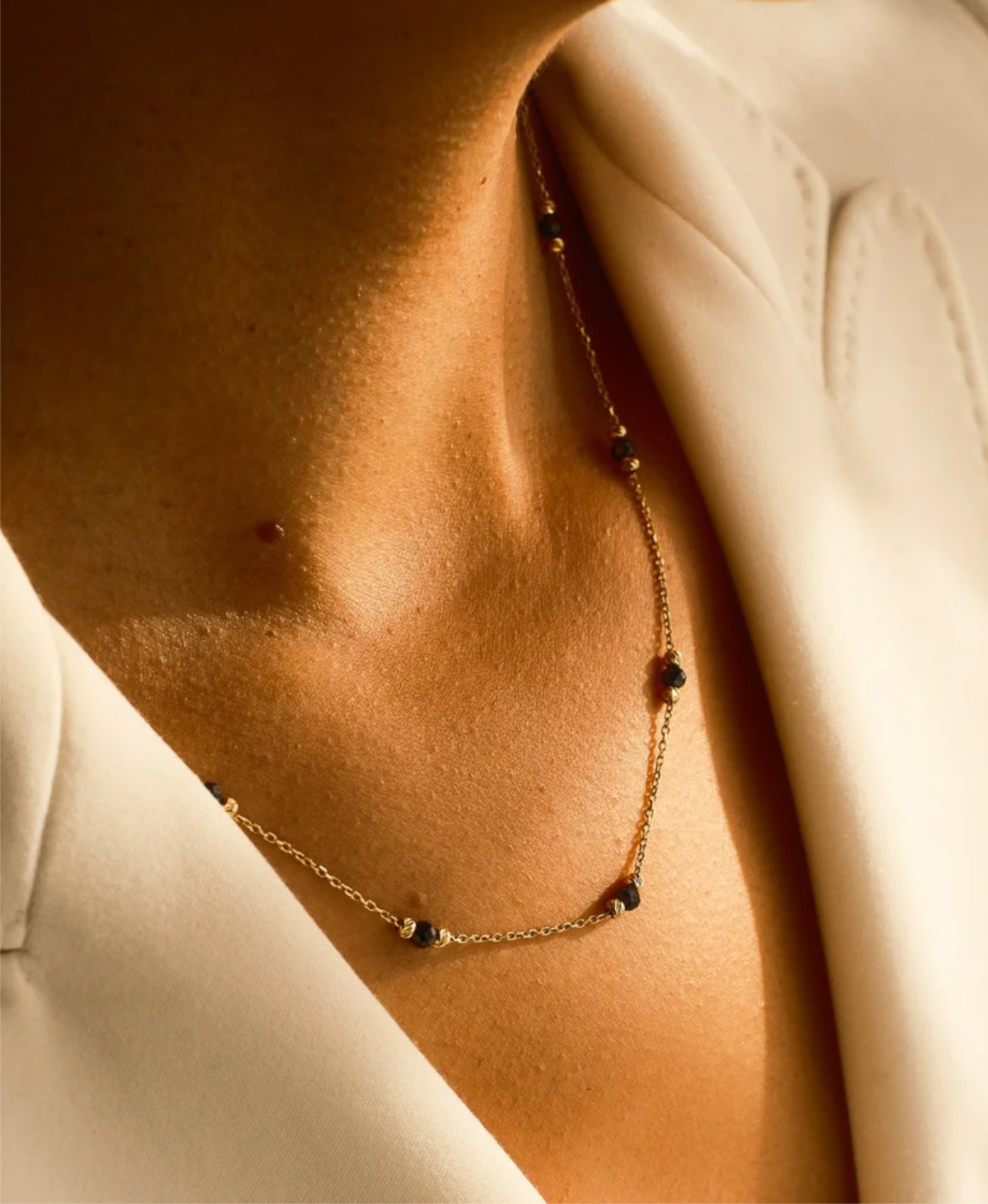 Złoty łańcuszek Celebrytka 11 elementów z Onyksami pr. 585 - obrazek 2