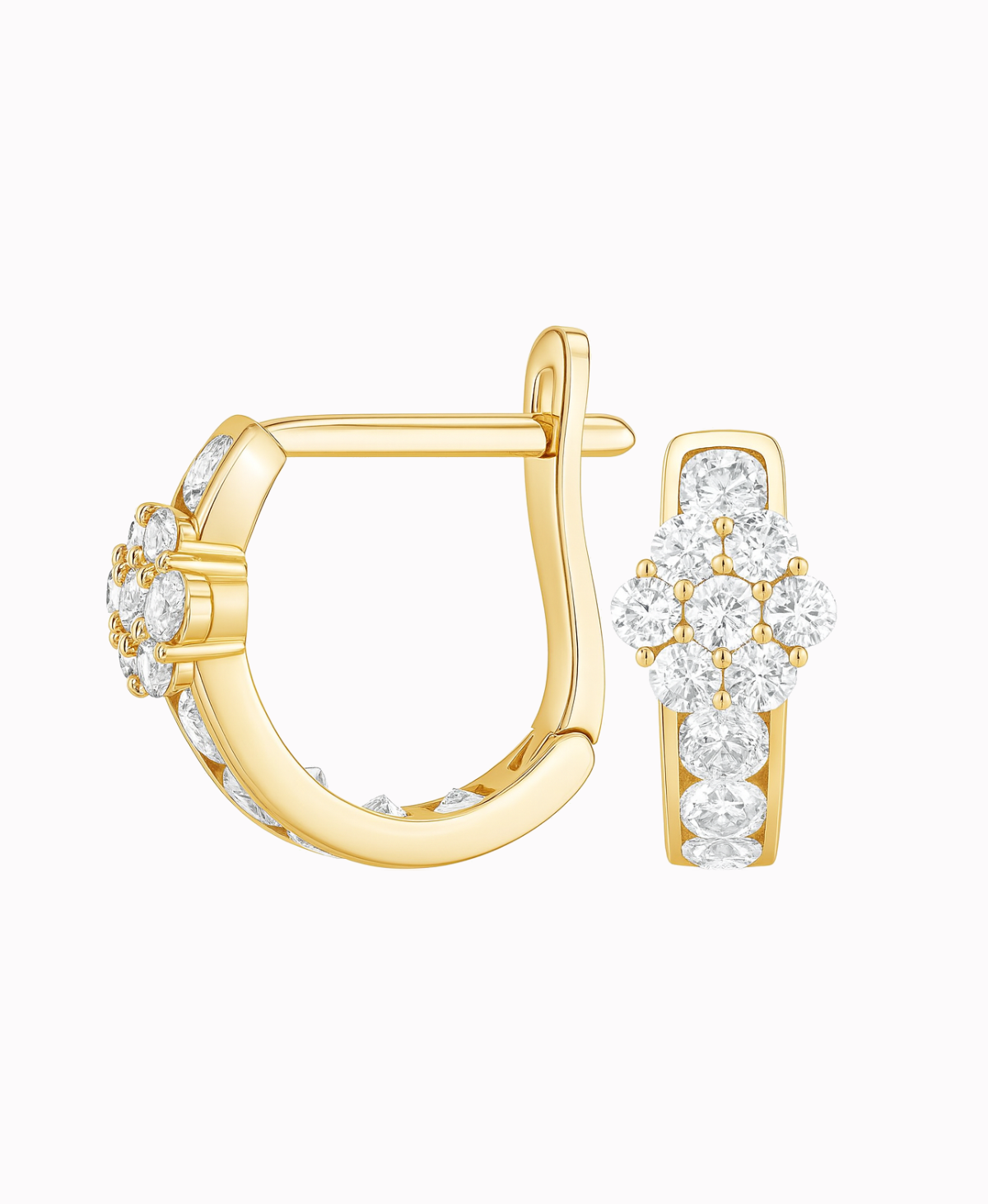 Złote kolczyki dróżka z kwiatuszkiem z cyrkoniami pr. 585 1,39g