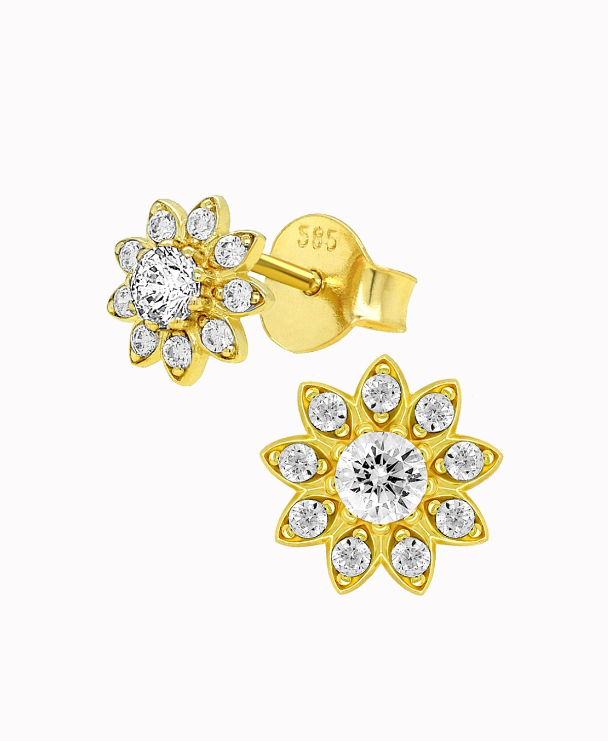Złote kolczyki Kwiatuszki White z cyrkoniami sztyft pr. 585