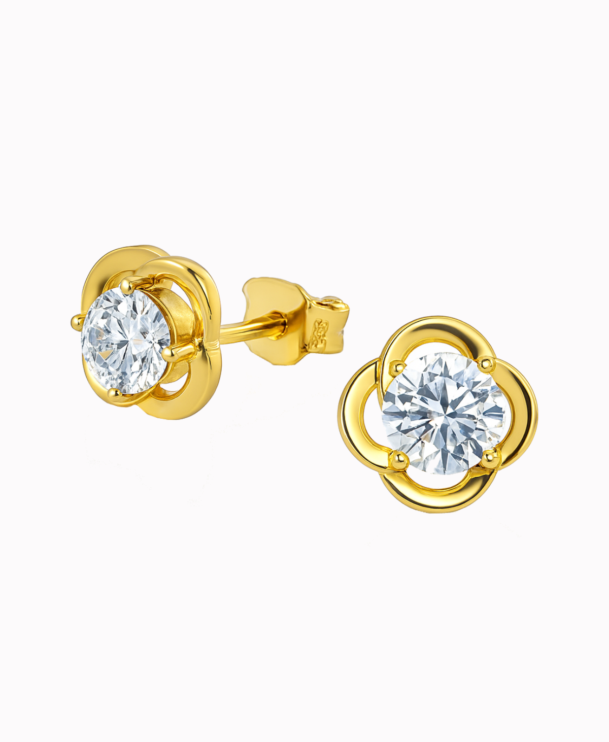 Złote kolczyki Kwiat z cyrkonią sztyft 1,66 pr.585