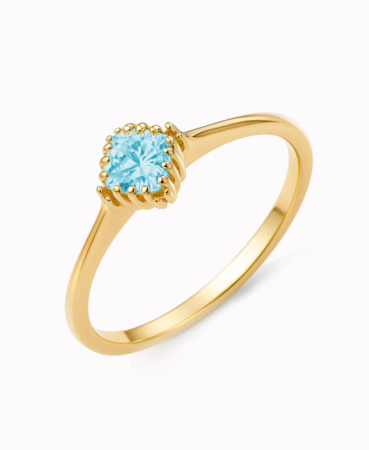 Złoty pierścionek zaręczynowy z niebieską cyrkonią #16/1.52g 585