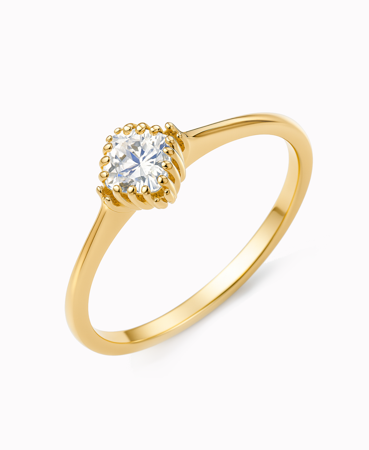 Złoty pierścionek zaręczynowy z białą cyrkonią #17/1,56g 585