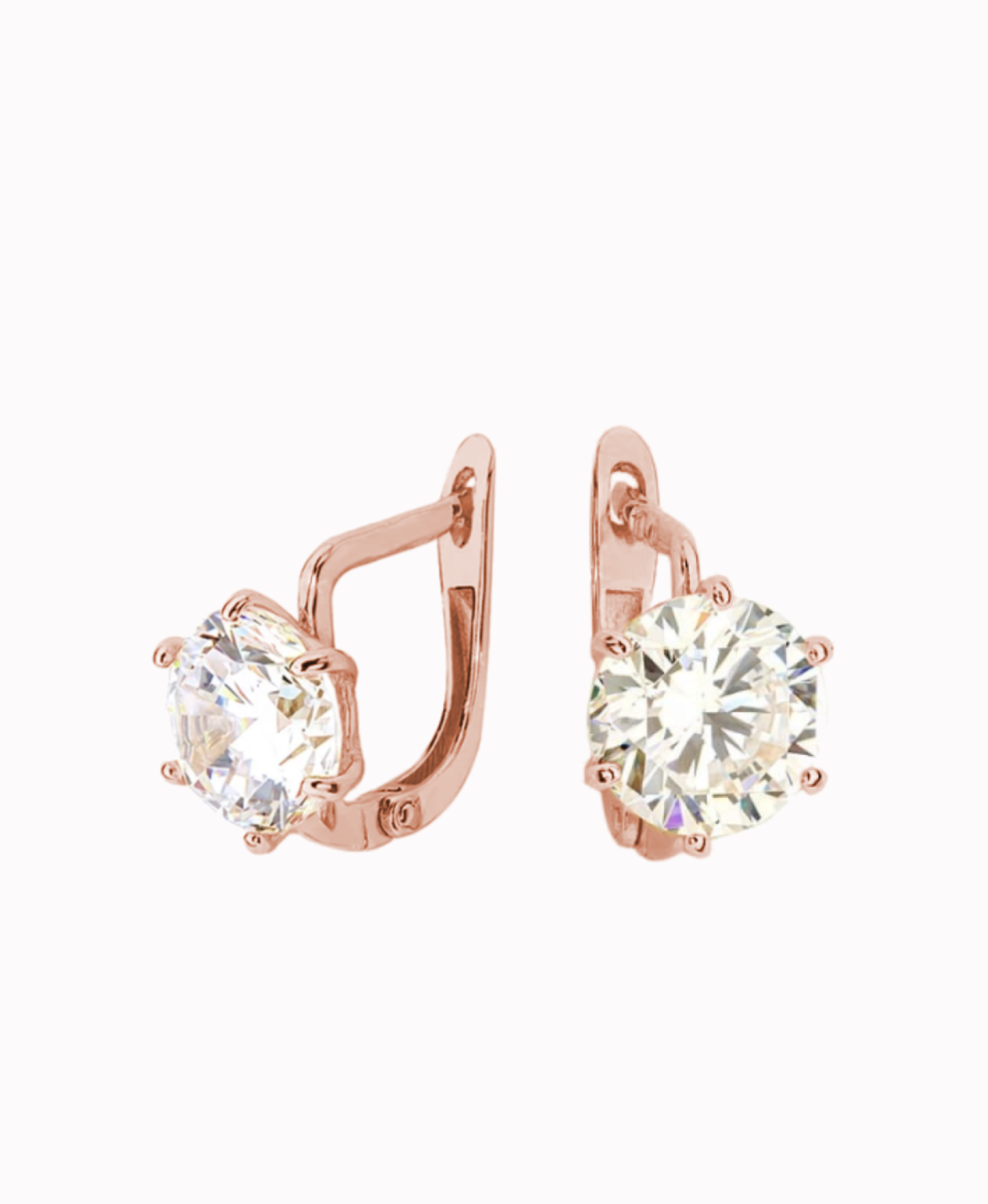 Złote kolczyki z duża cyrkonią różowe złoto 585 3,14g