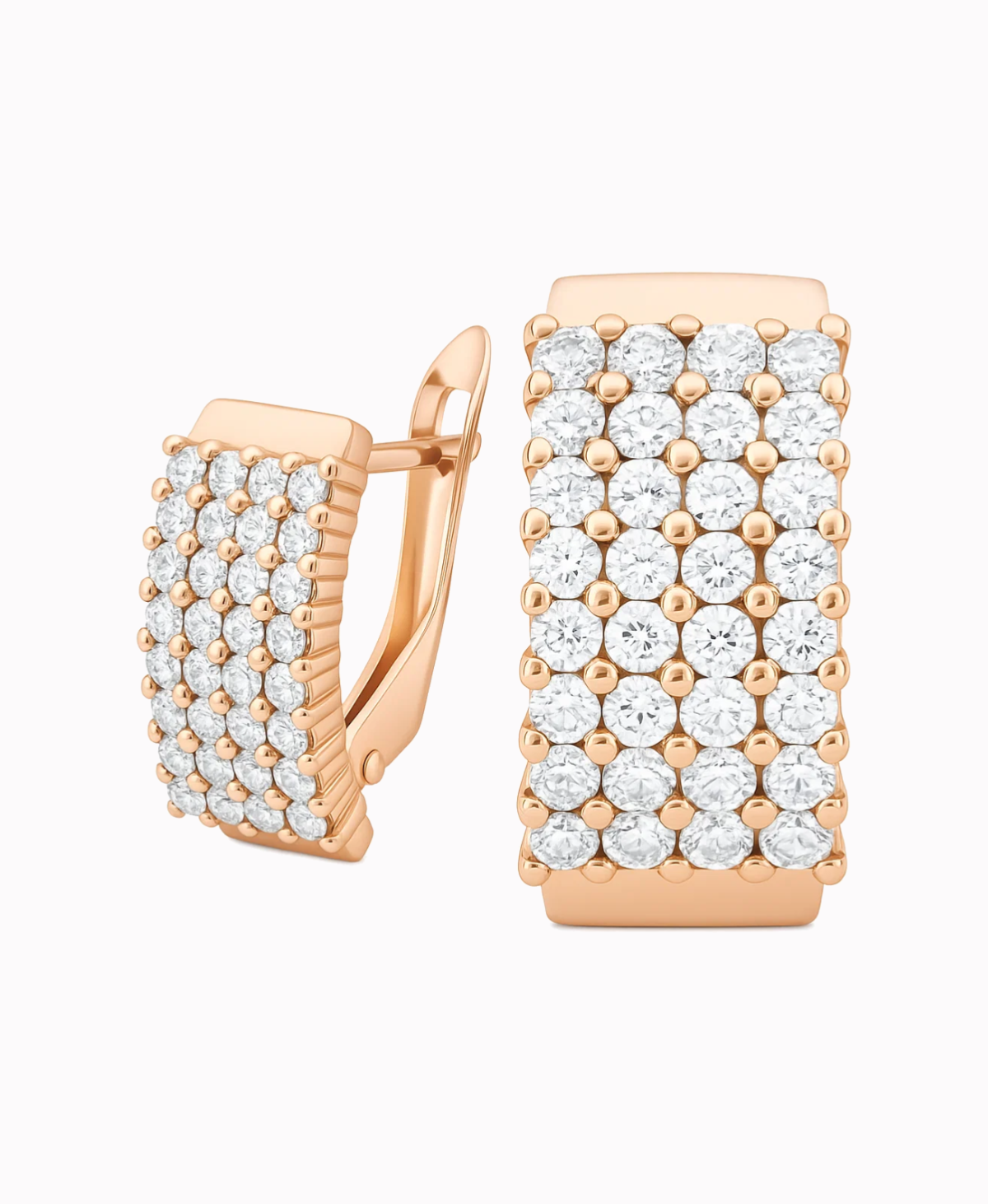 Złote kolczyki wielokamieniowe z białymi cyrkoniami M pr.585 2,94g