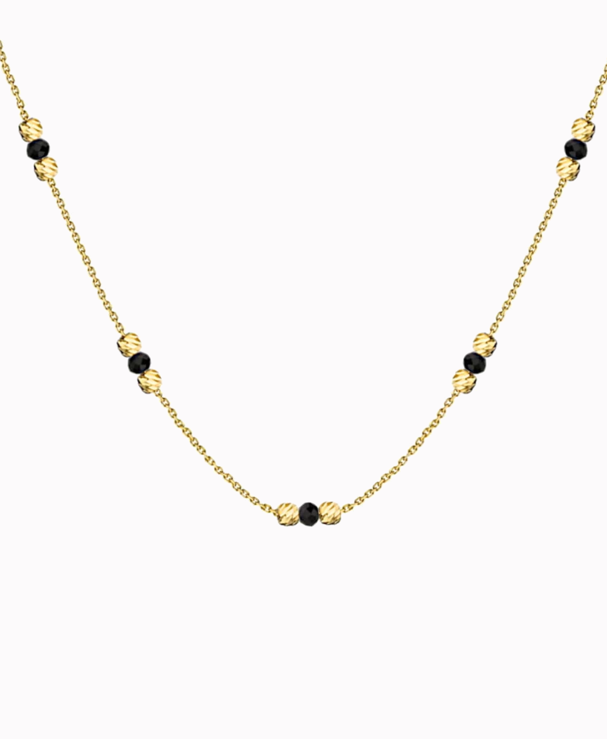 Złoty łańcuszek Celebrytka z czarnymi kamieniami i diamentowanymi kulkami 5szt.