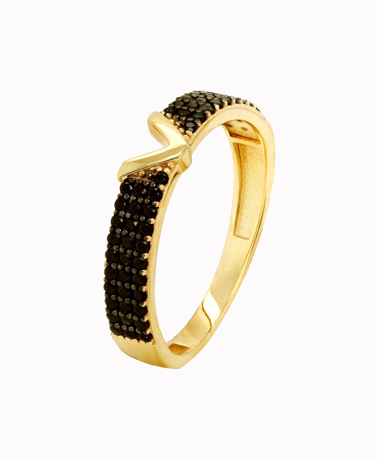 Złoty pierścionek zaręczynowy Victoria'S z czarnymi Cyrkoniami pr. 585 #16