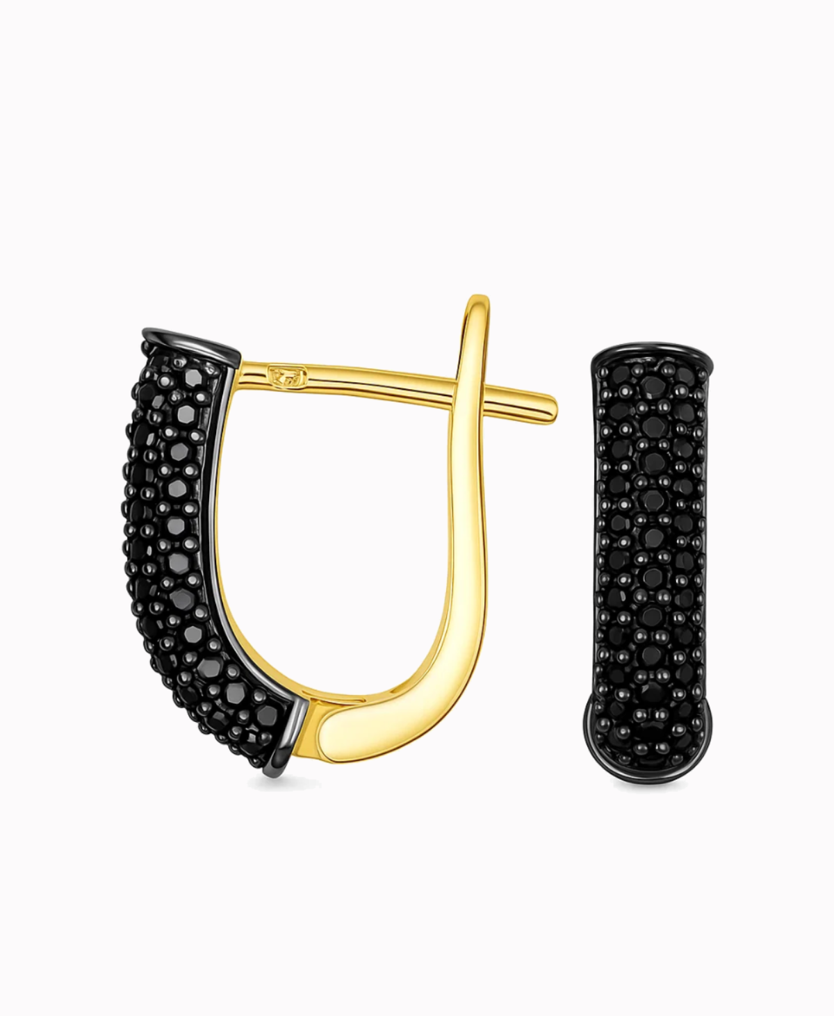 Złote kolczyki wielokamieniowe Czarne cyrkonie 3,0 585